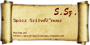 Spicz Szilvánusz névjegykártya